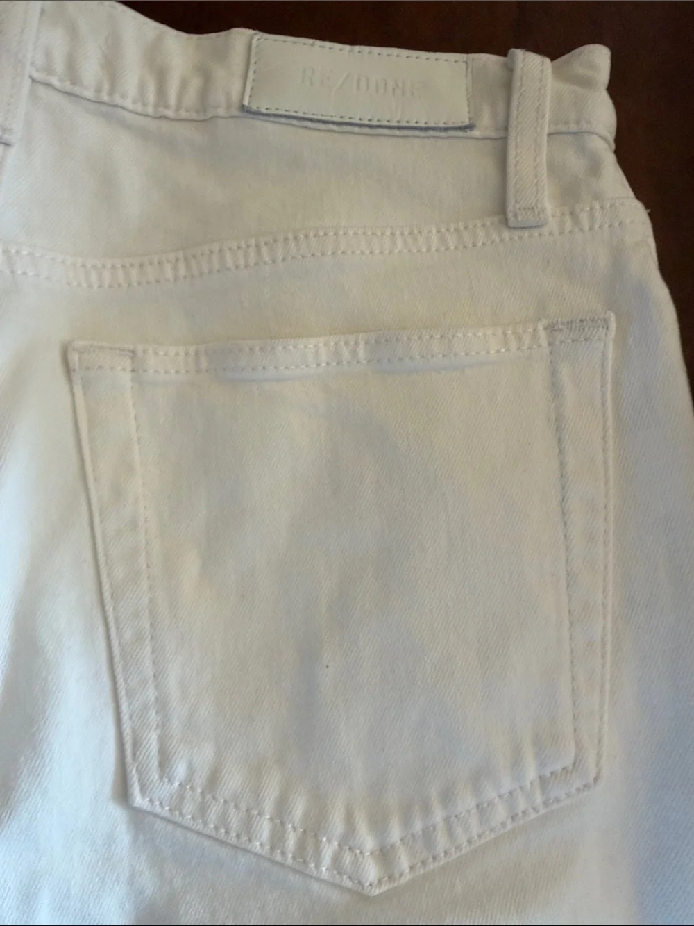 RE/done white denim jeans 90s high rise ankle crop button fly jeans - size 28